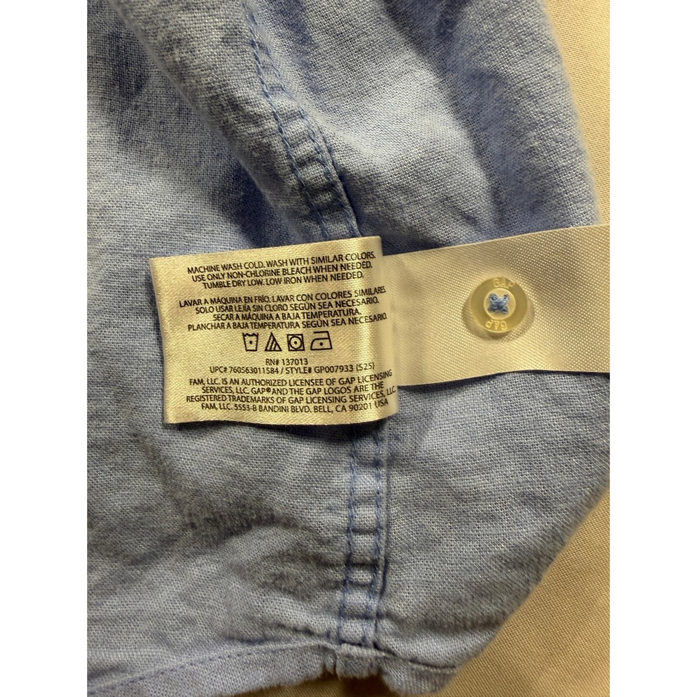Gap Womens Light Blue Linen Rayon Blend Button Down Shirt Large GP007933 - Picture 3 of 7